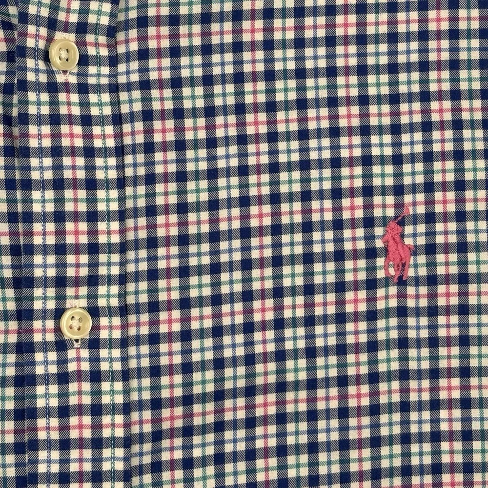 Polo Ralph Lauren Shirt XL Mens Button Down Multi Color Check Pink Pony Cotton